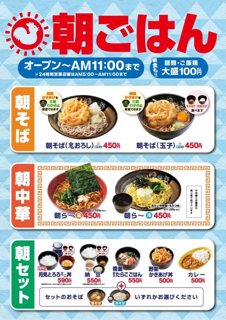 ゆで太郎のモーニングメニュー